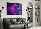 Neon Triangle Over Mountain Glass Wall Art