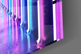 Neon Light Tunnel Glass Wall Art