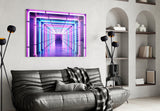 Neon Light Tunnel Glass Wall Art