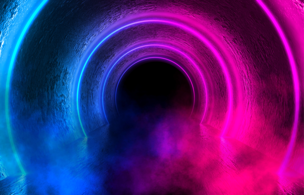 Neon Portal Glass Wall Art