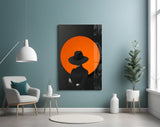 Red Sun Silhouette Glass Wall Art