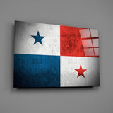 Panama Flag Grunge Glass Wall Art