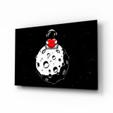 Moon Love Astronaut Glass Wall Art