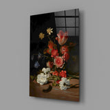 Elegant Dark Floral Bouquet Glass Wall Art