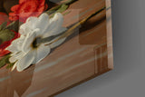 Elegant Dark Floral Bouquet Glass Wall Art