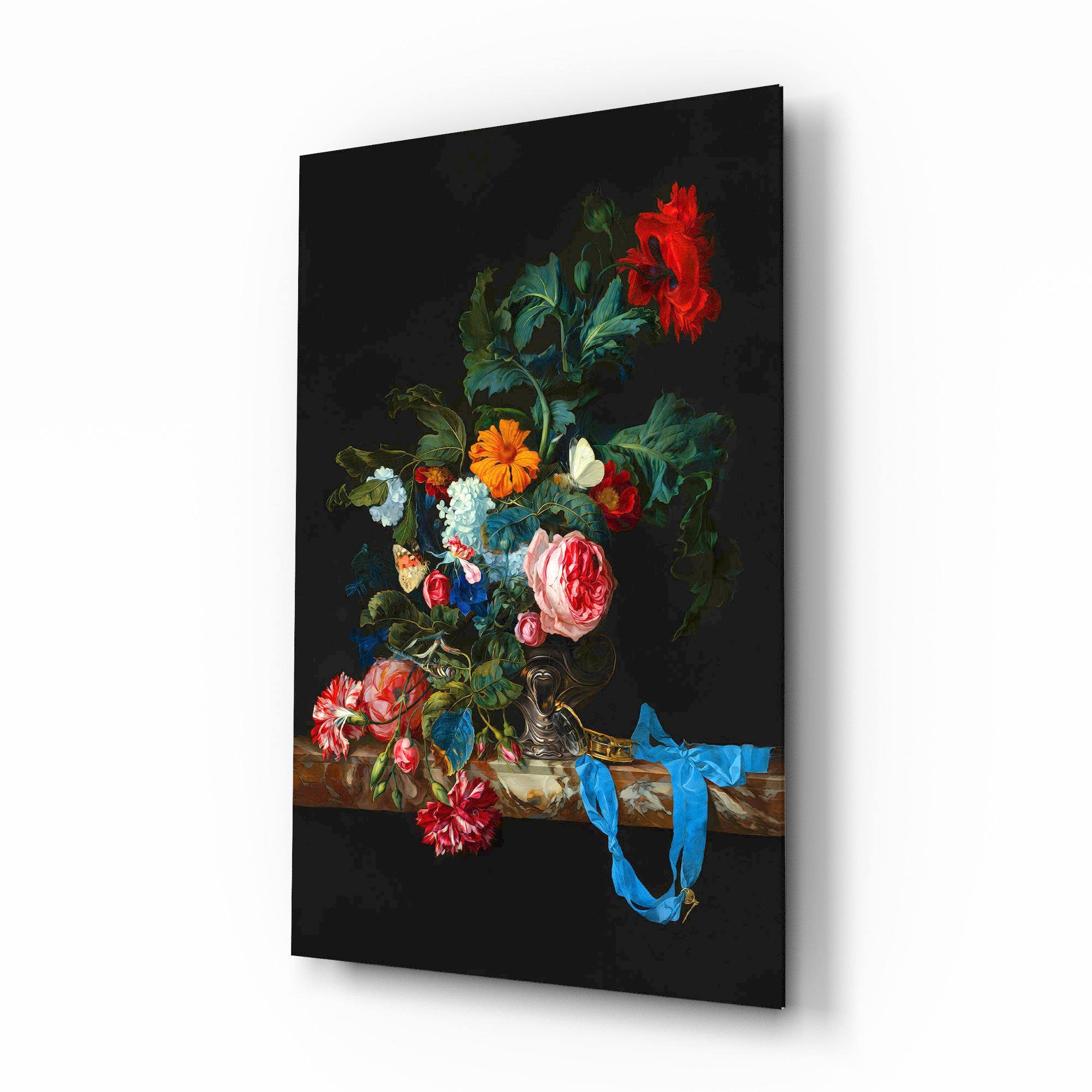 Elegant Floral Bouquet Glass Wall Art