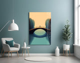 Bridge Reflection Serenity Glass Wall Art