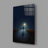 Night Walk with Light Glass Wall Art
