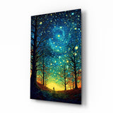 Starry Forest Path Glass Wall Art