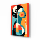 Abstract Geometric Woman Glass Wall Art