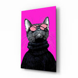 Cool Cat in Shades Glass Wall Art