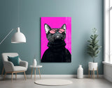 Cool Cat in Shades Glass Wall Art