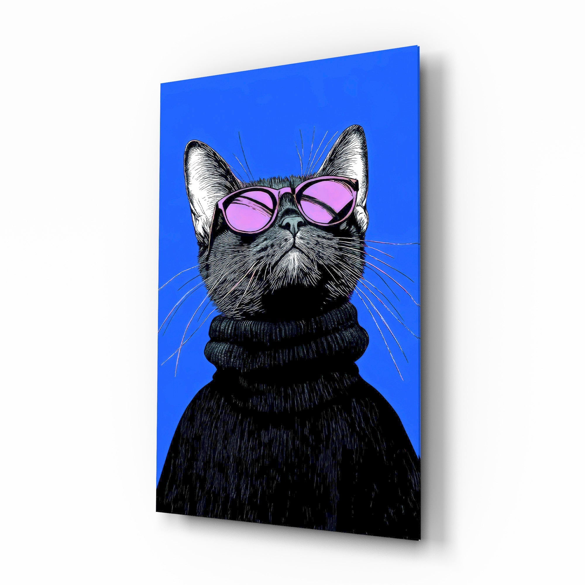 Cool Cat in Shades Glass Wall Art