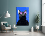 Cool Cat in Shades Glass Wall Art