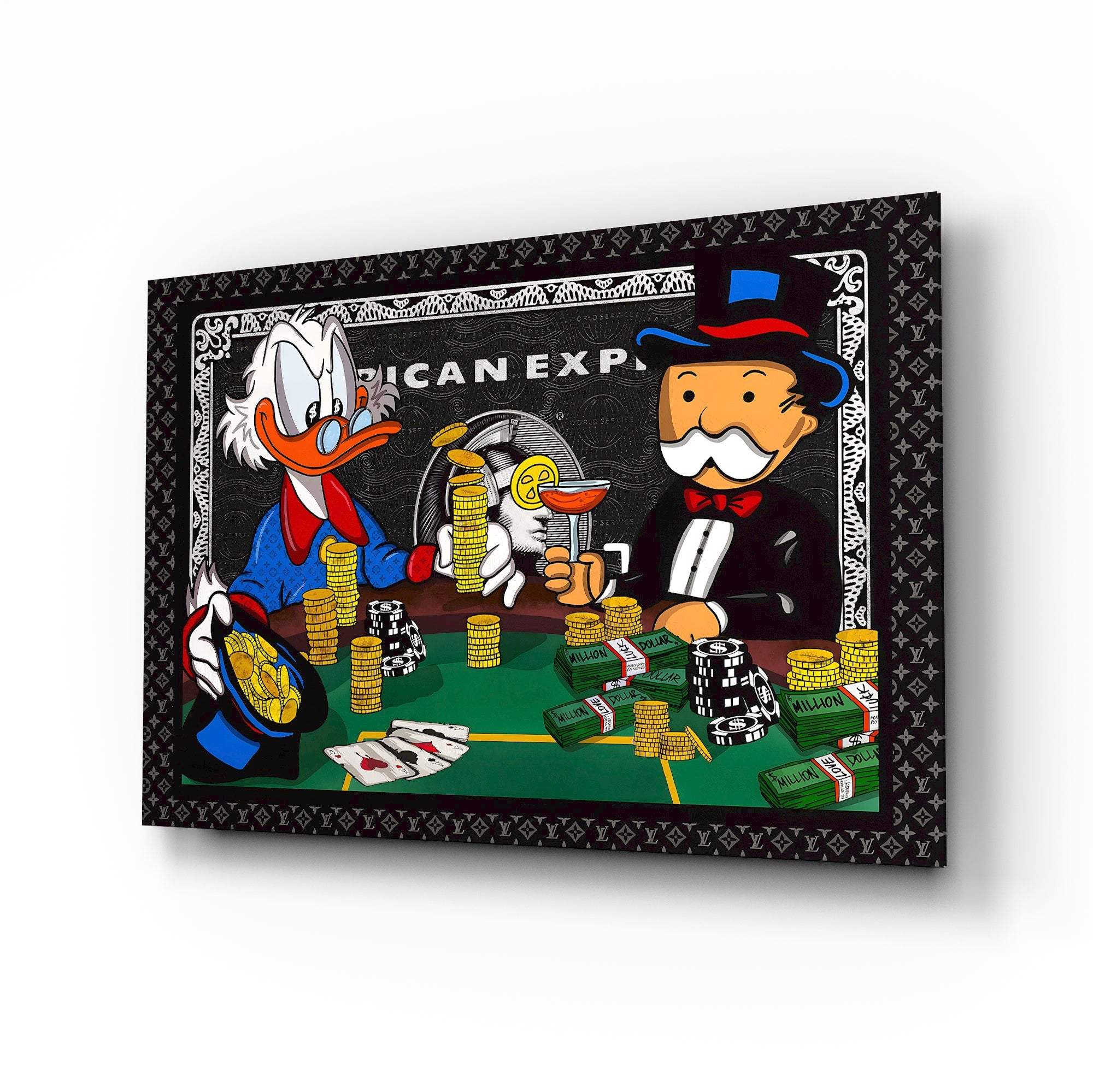 Luxury Poker Night Glass Wall Art