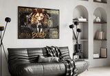 Lion King 100 Dollar Bill Glass Wall Art
