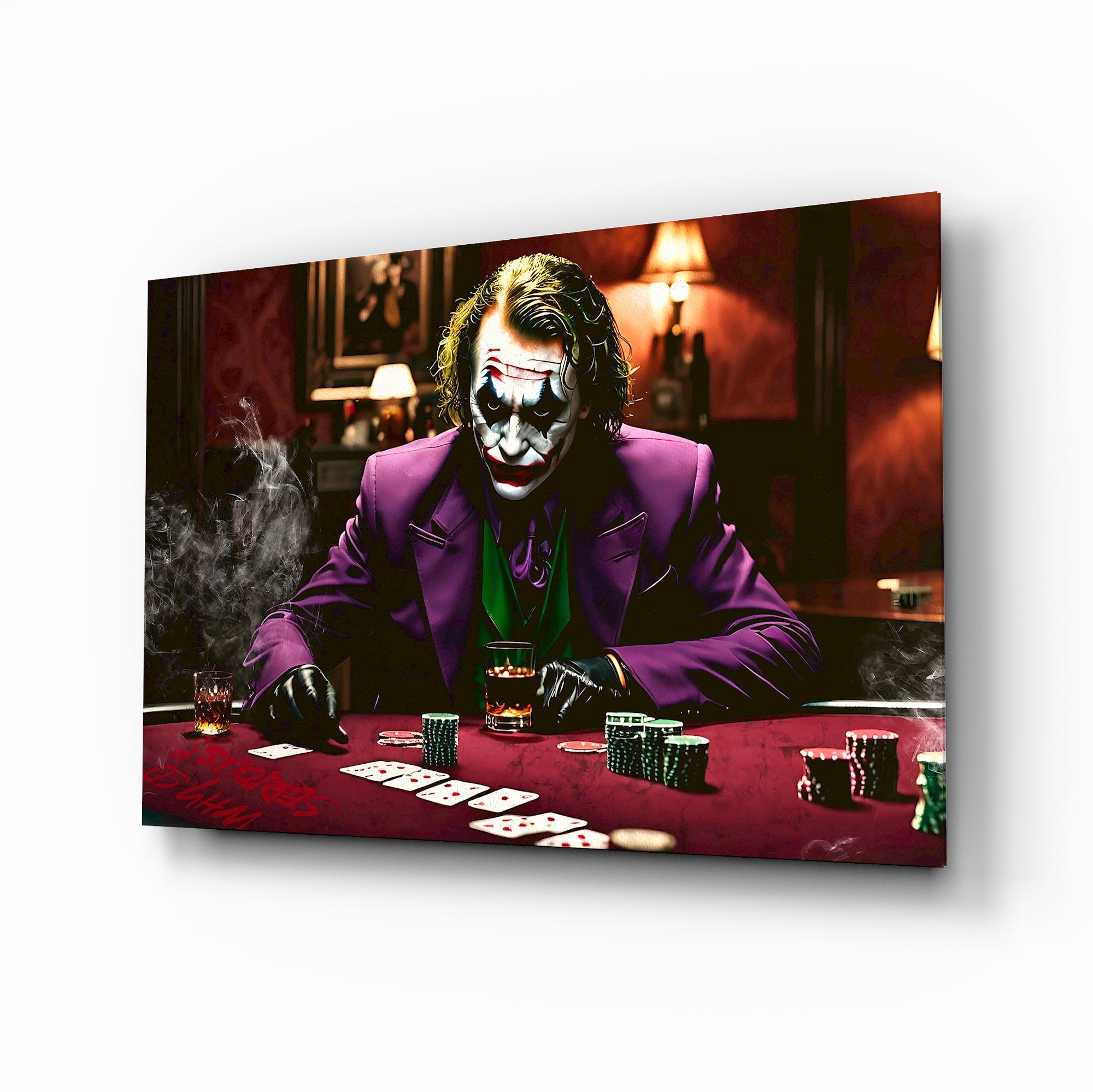 Joker Poker Night Glass Wall Art