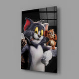 Tom & Jerry: Gangster Style Glass Wall Art
