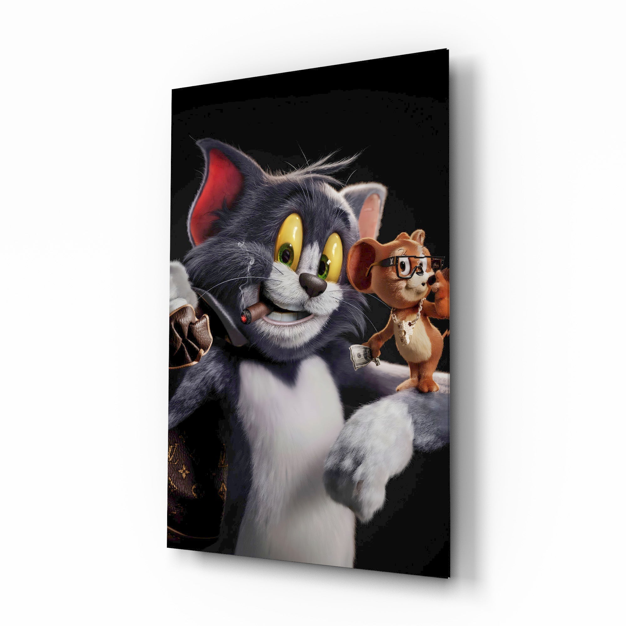 Tom & Jerry: Gangster Style Glass Wall Art