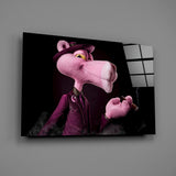 Pink Hipster Hippo Smoking Glass Wall Art