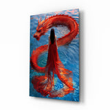Dragon Dance in Red Glass Wall Art