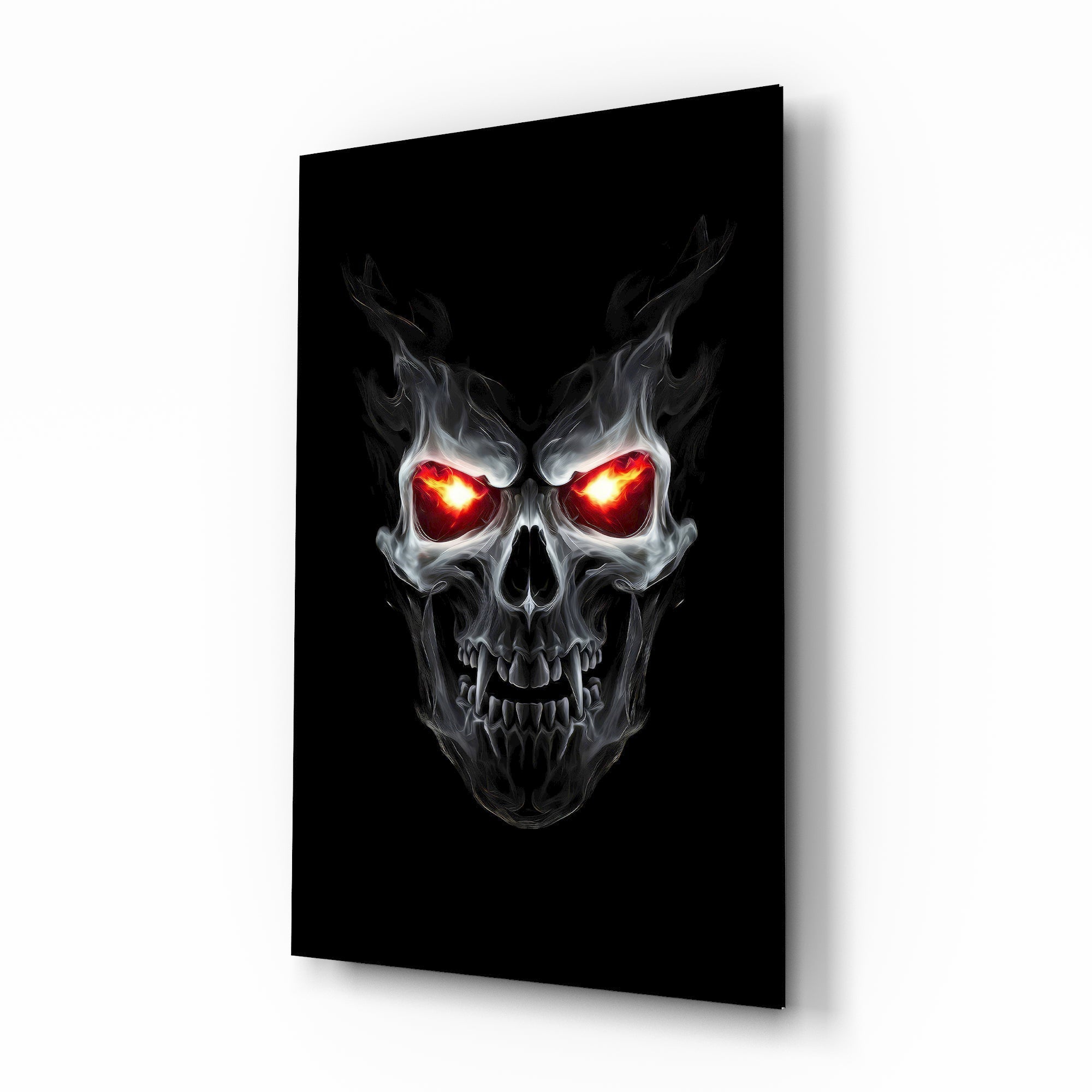 Fiery Skull Glass Wall Art