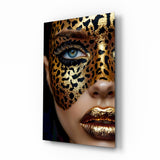 Golden Leopard Glam Glass Wall Art
