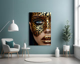 Golden Leopard Glam Glass Wall Art
