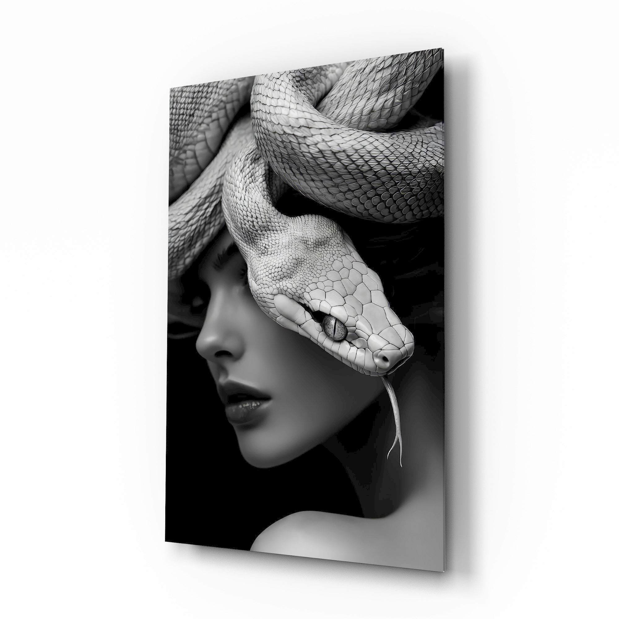 Snake Head Portrait Glass Wall Art