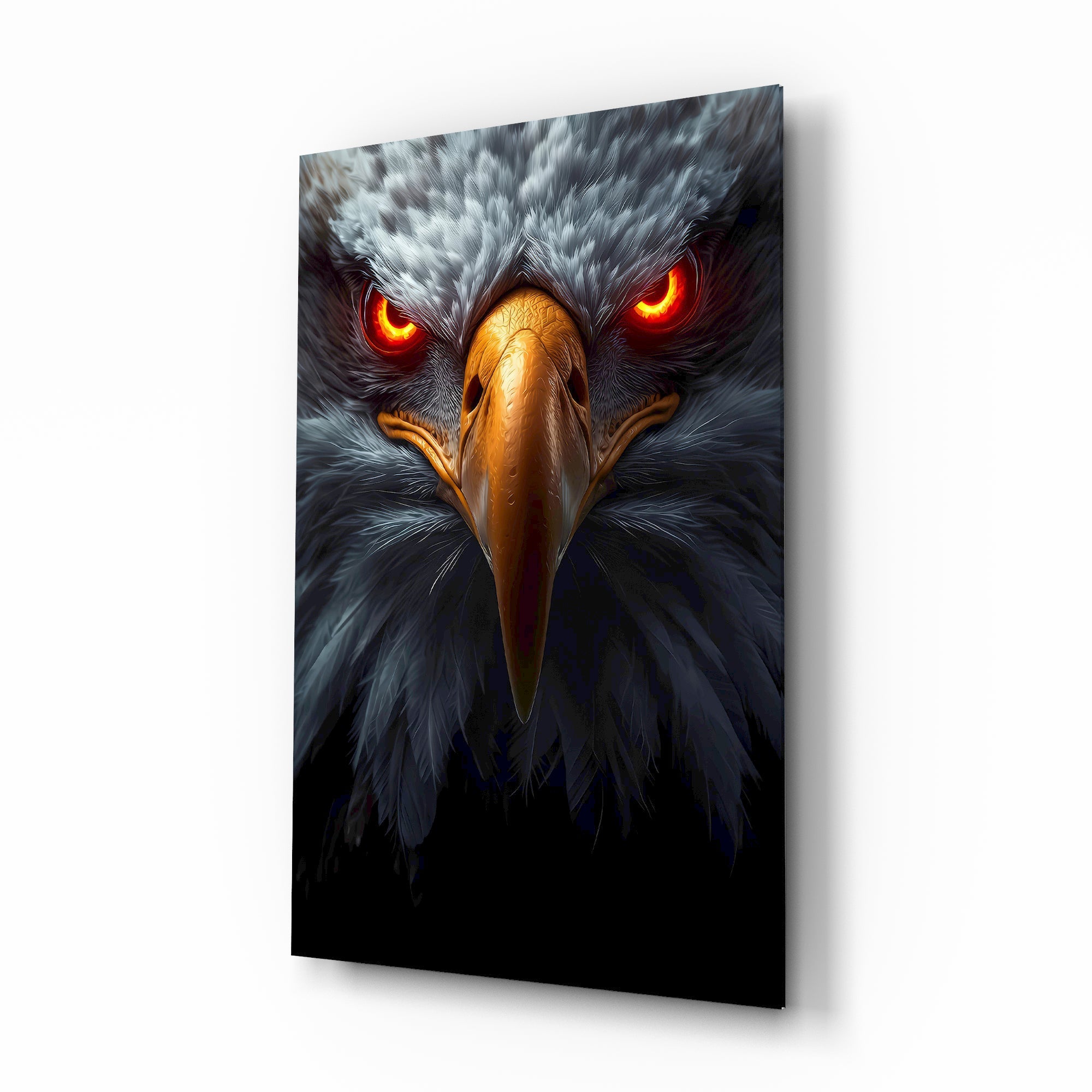 Eagle's Fiery Gaze Glass Wall Art