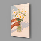 Sunlit Daisy Bouquet Glass Wall Art