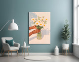 Sunlit Daisy Bouquet Glass Wall Art