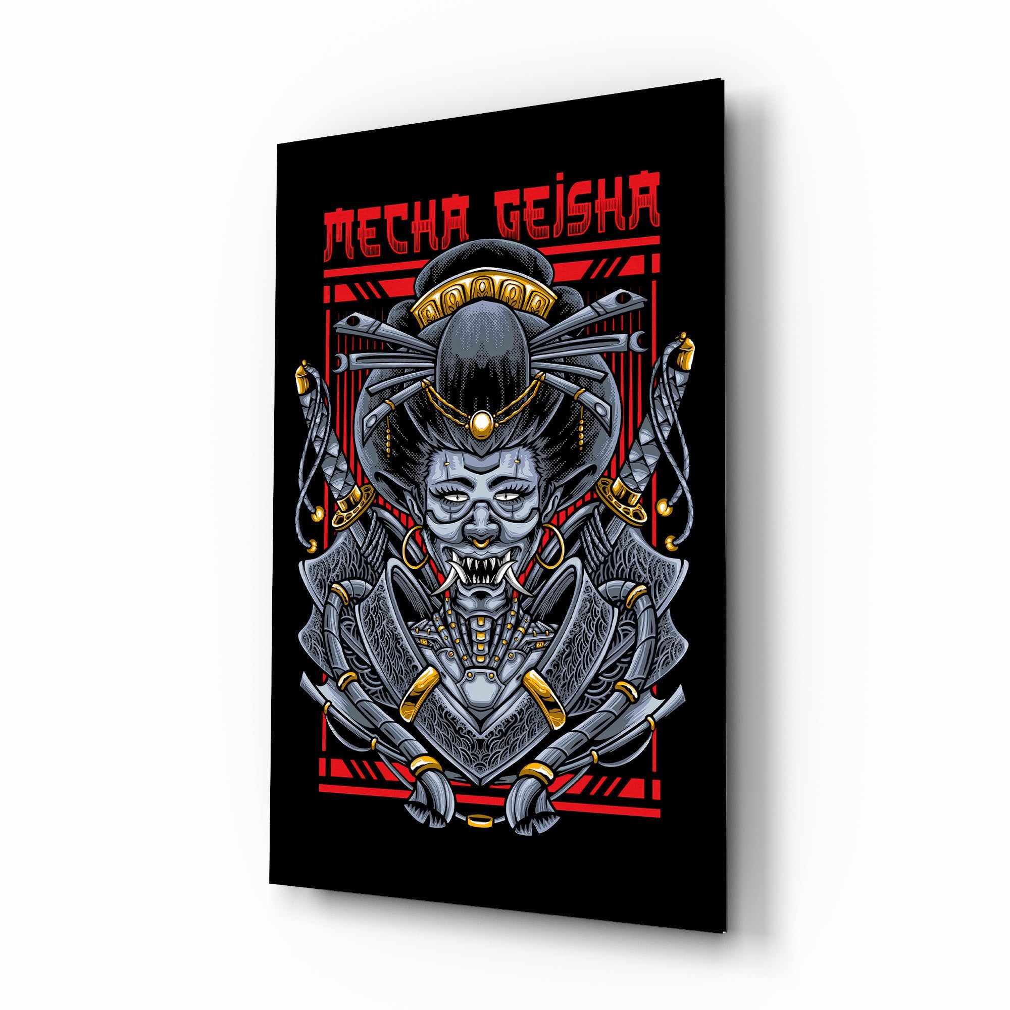 Mecha Geisha Glass Wall Art