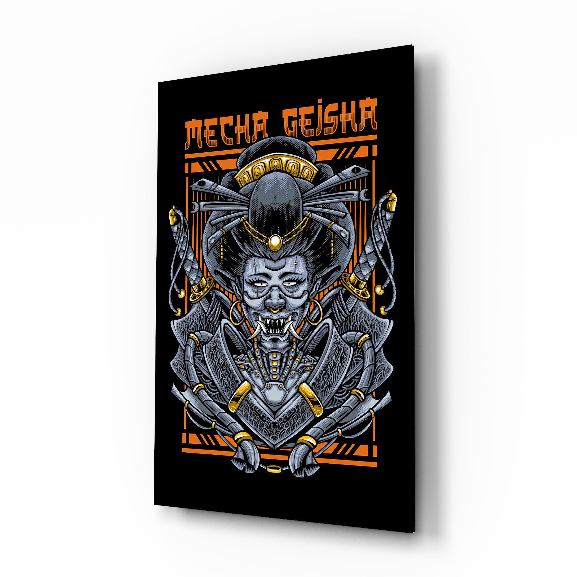 Mecha Geisha Glass Wall Art