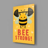 Bee Strong Motivational Glass Wall Art