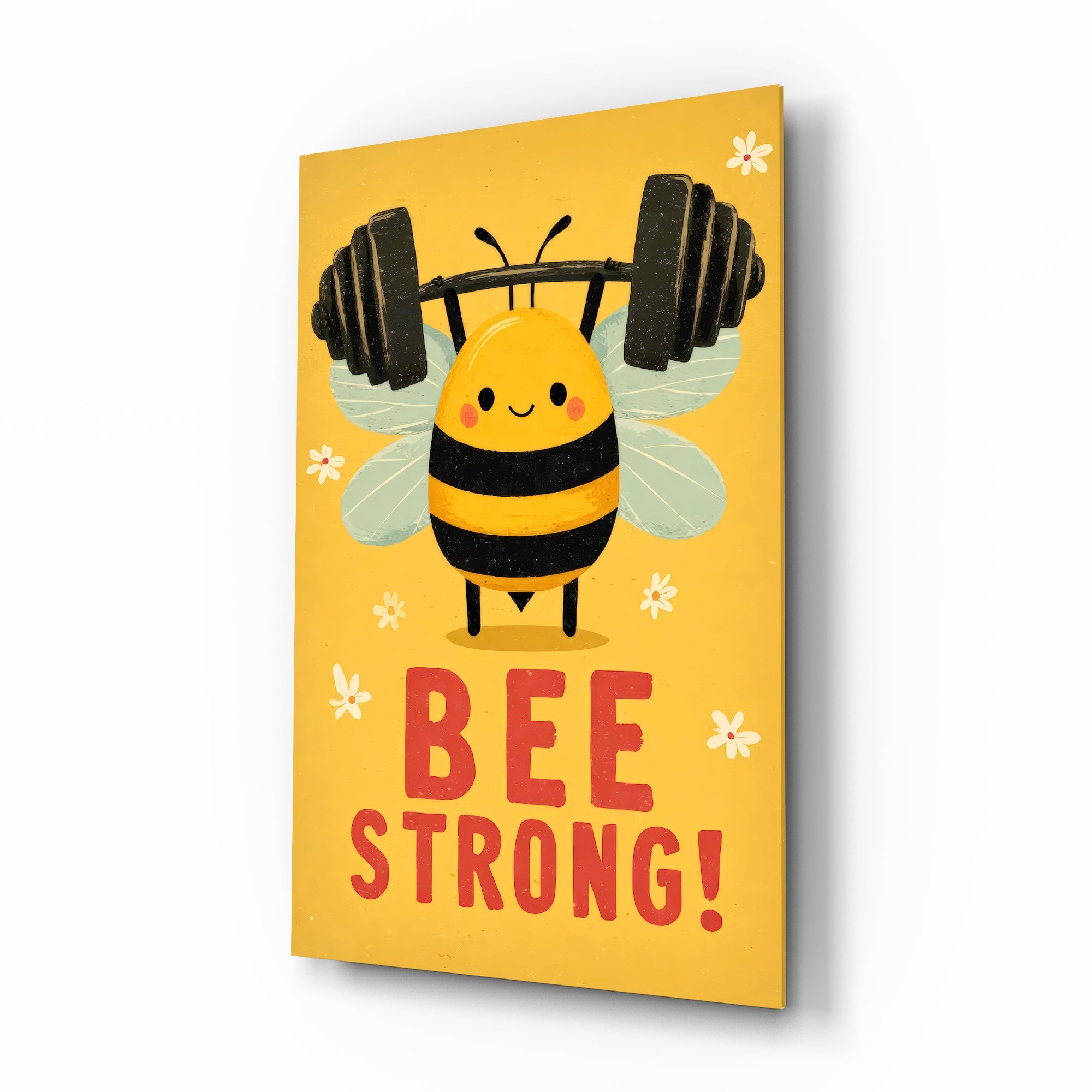 Bee Strong Motivational Glass Wall Art