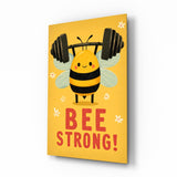 Bee Strong Motivational Glass Wall Art