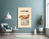 Catatonic Cocktail Cat Glass Wall Art