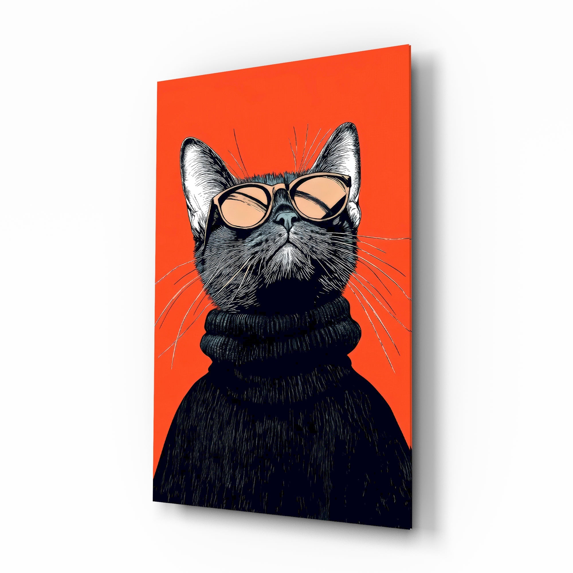 Cool Cat in Shades Glass Wall Art