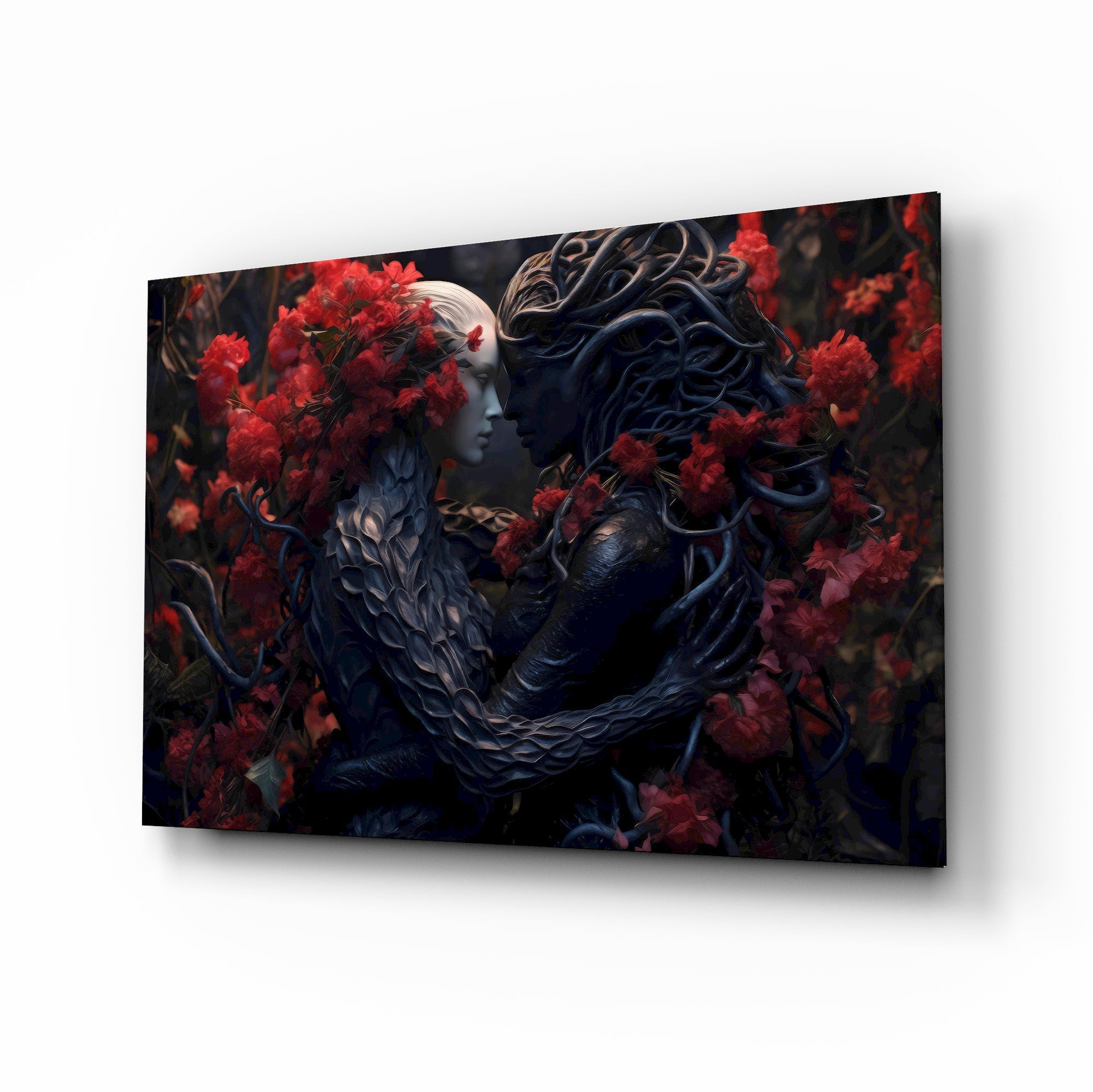 Dark Romance Blossoms Glass Wall Art