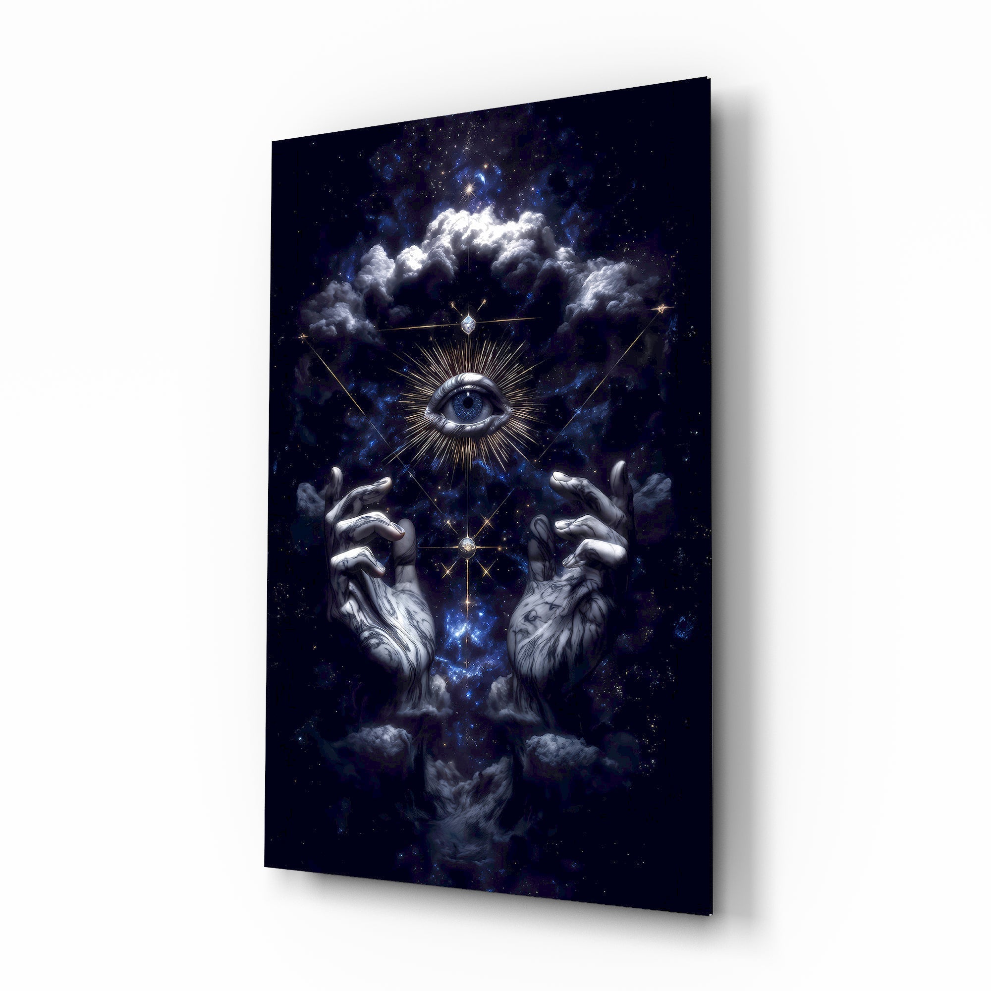 Cosmic Hands Reveal All Glass Wall Art