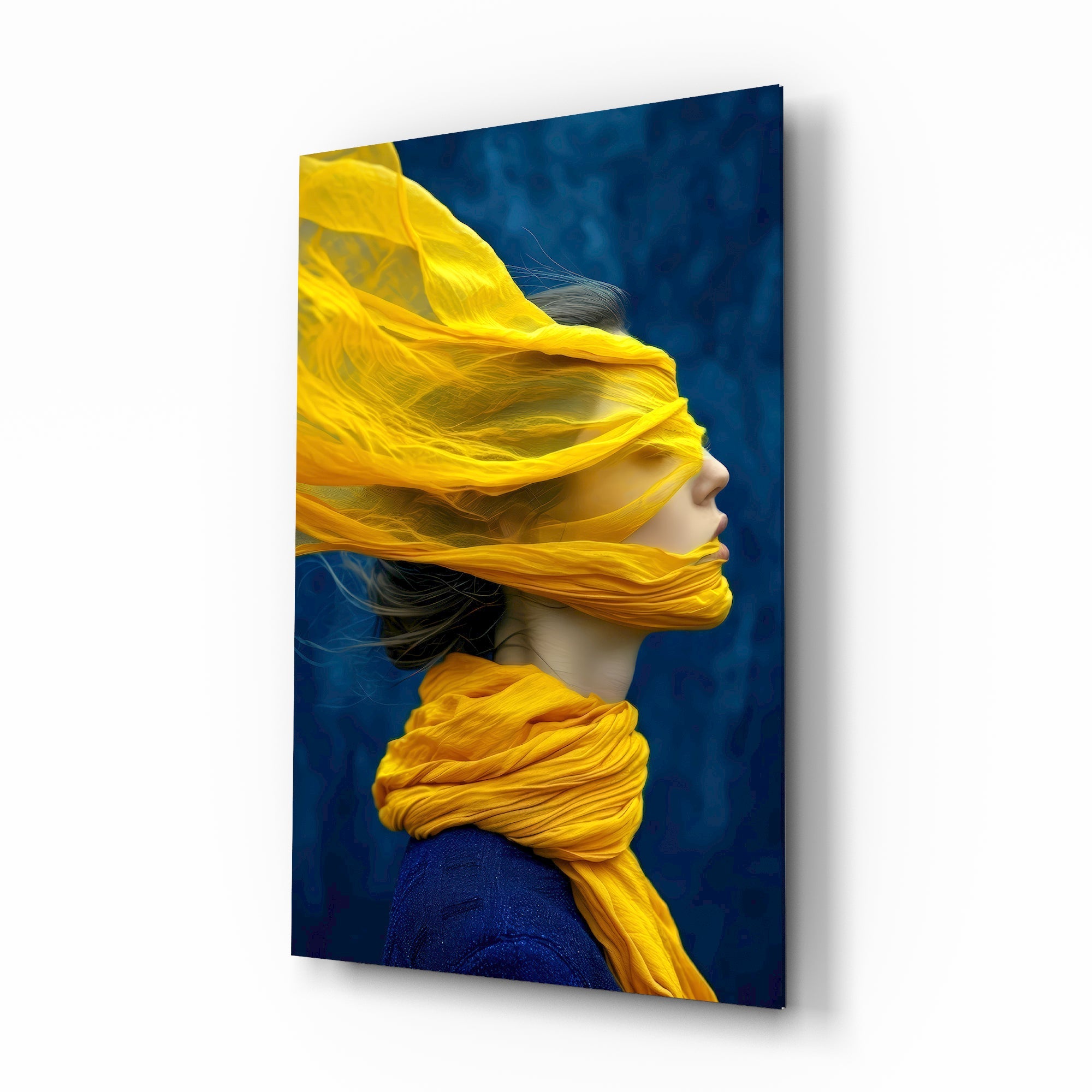 Ethereal Yellow Veil Glass Wall Art