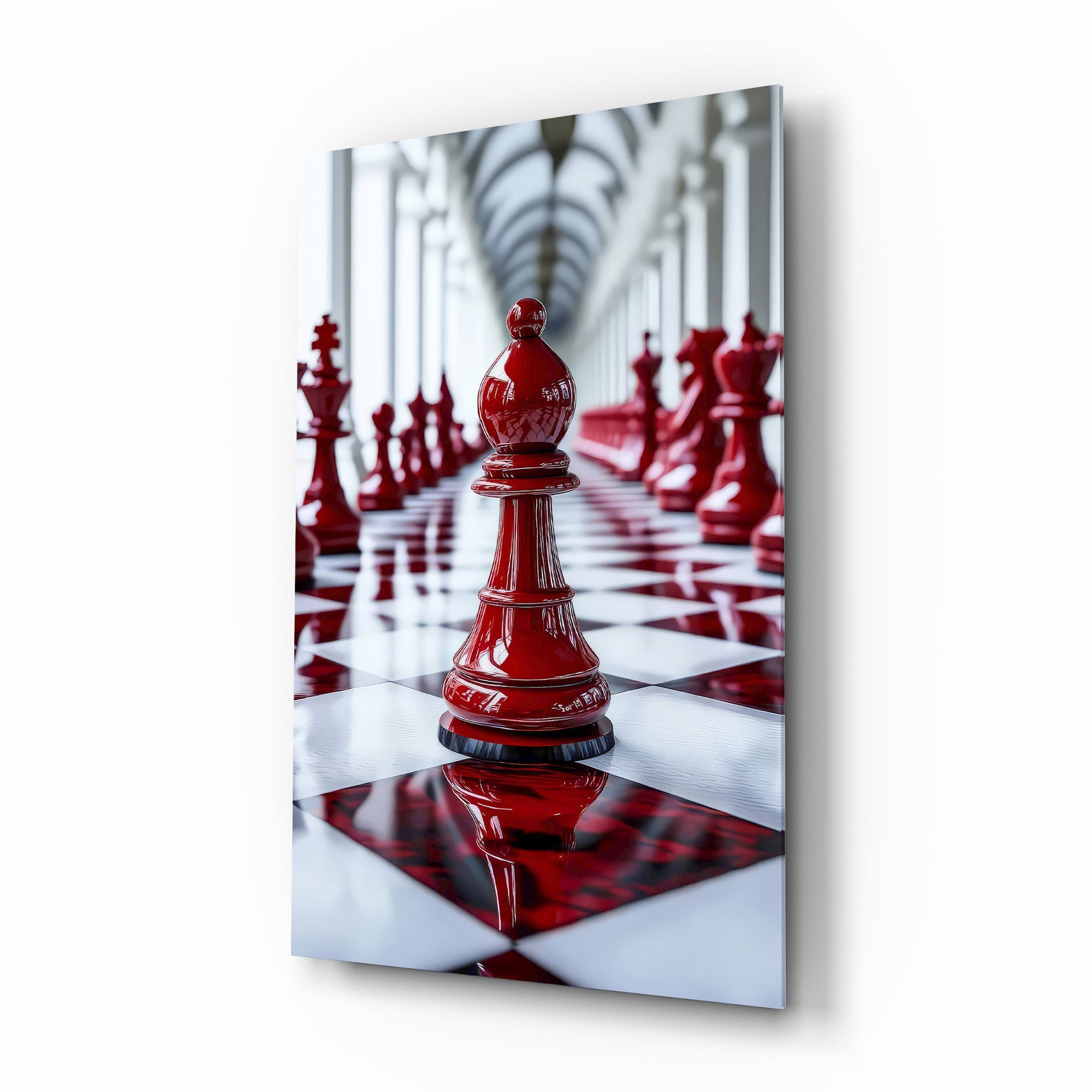 Elegant Chess Masterpiece Glass Wall Art