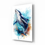 Whale Dive Splash Glass Wall Art