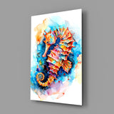 Colorful Seahorse Splash Glass Wall Art