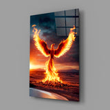 Phoenix Rising from Flames Glass Wall Art