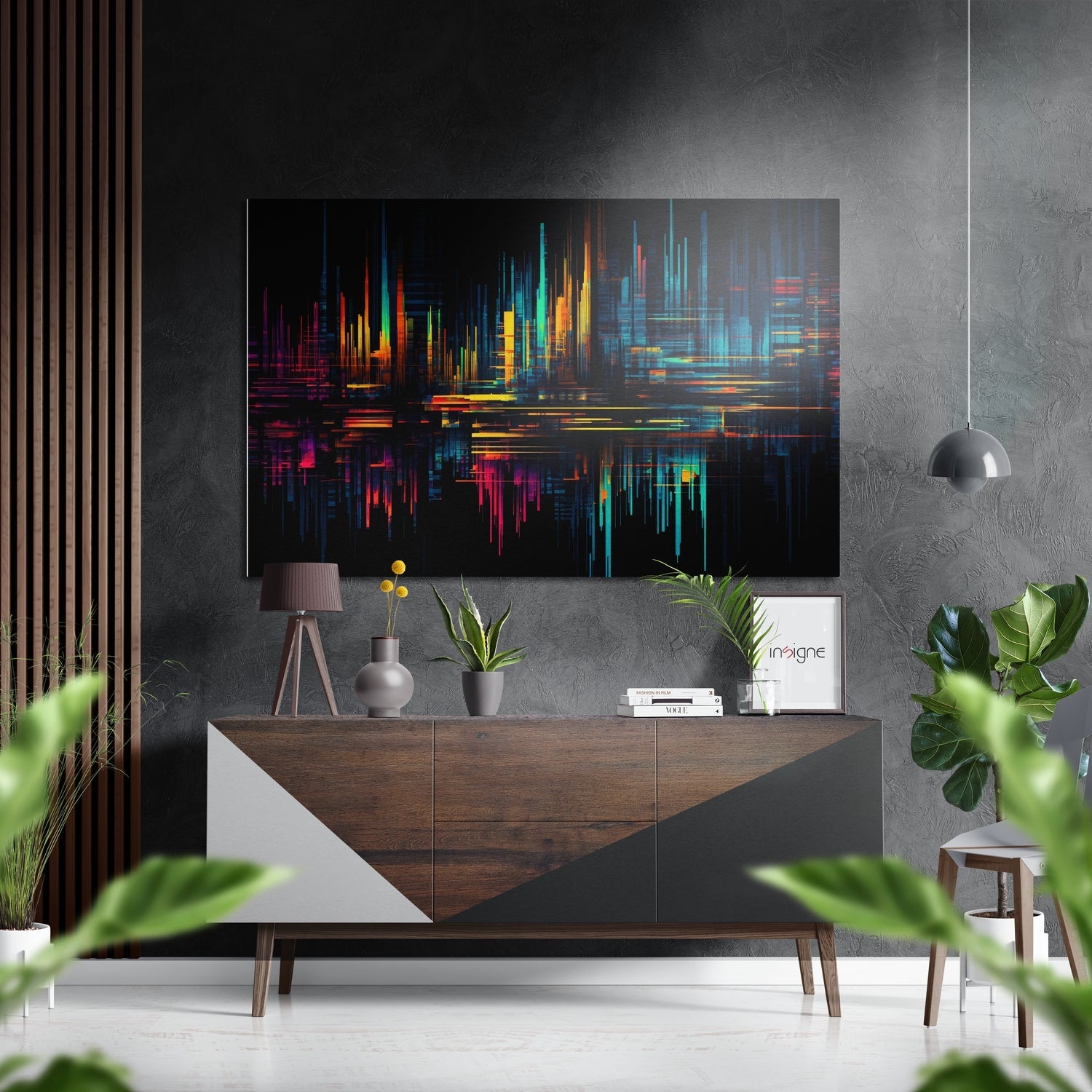 Abstract City Silhouette Brushed Aluminium Dibond Wall Art