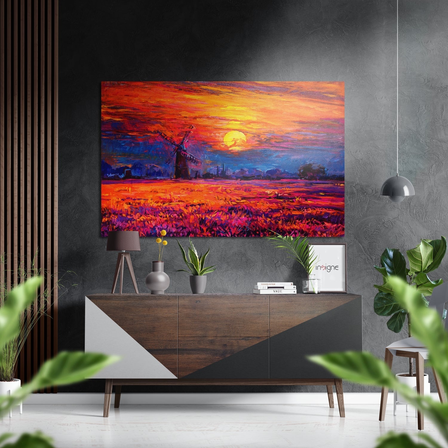Sunset at the Windmill Brushed Aluminium Dibond Wall Art