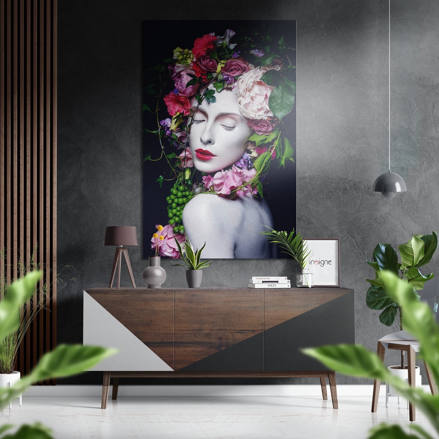 Women in Flowers Brushed Aluminium Dibond Wall Art