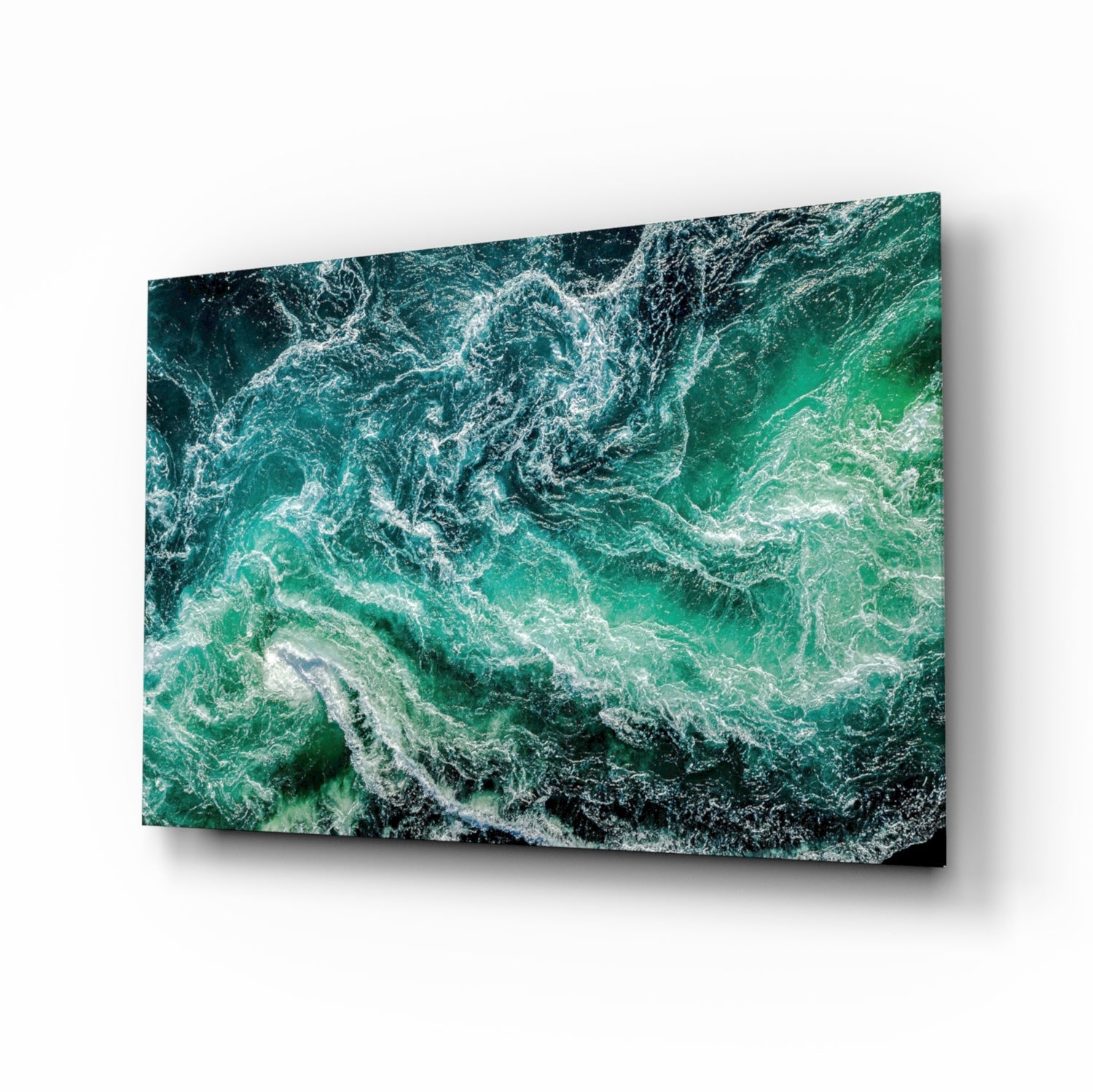 Green Waves Glass Wall Art.